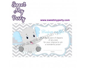 Blue and Grey Elephant diaper raffle,(7ebb)